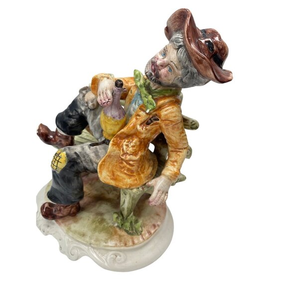 Giao Longi VTG Italy Made Drunk man on Bench Ceramic fIgurine 10"x9"x6" SKU 9393 - Picture 9 of 14